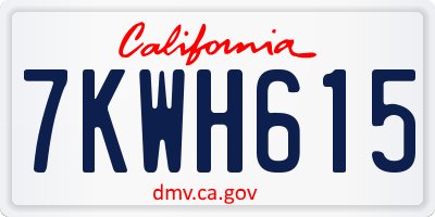 CA license plate 7KWH615