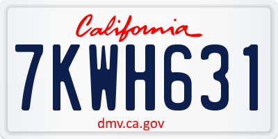 CA license plate 7KWH631
