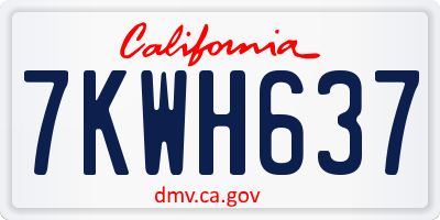 CA license plate 7KWH637
