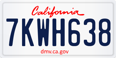 CA license plate 7KWH638