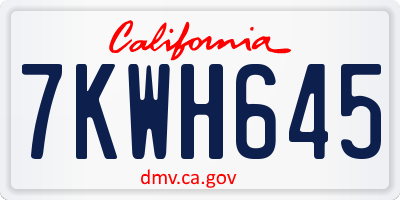 CA license plate 7KWH645