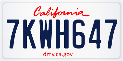 CA license plate 7KWH647