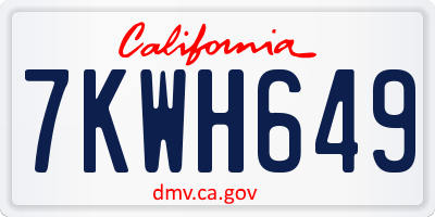 CA license plate 7KWH649