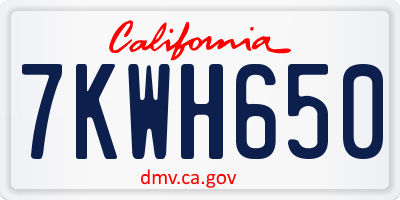 CA license plate 7KWH650