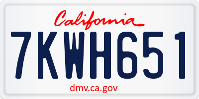 CA license plate 7KWH651