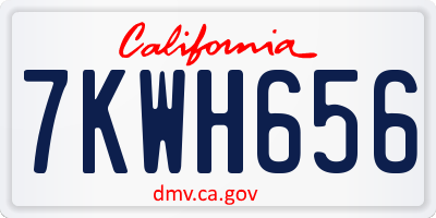 CA license plate 7KWH656