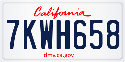 CA license plate 7KWH658