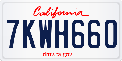 CA license plate 7KWH660