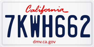 CA license plate 7KWH662