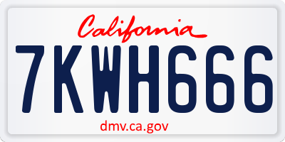 CA license plate 7KWH666