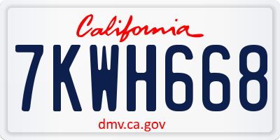 CA license plate 7KWH668