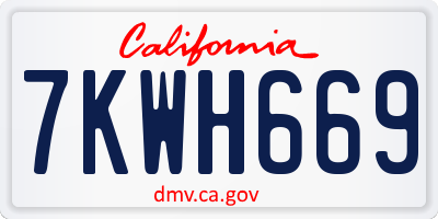 CA license plate 7KWH669