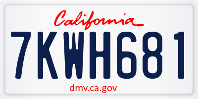 CA license plate 7KWH681