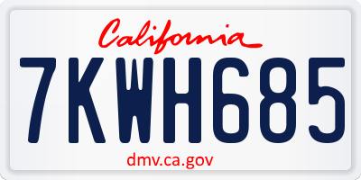 CA license plate 7KWH685