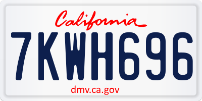 CA license plate 7KWH696
