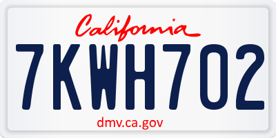 CA license plate 7KWH702