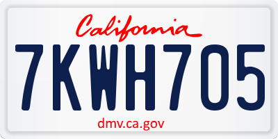 CA license plate 7KWH705