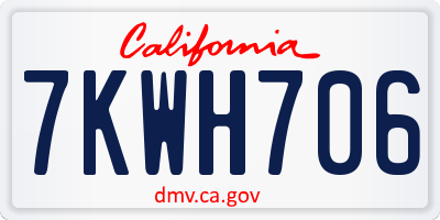 CA license plate 7KWH706