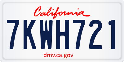 CA license plate 7KWH721