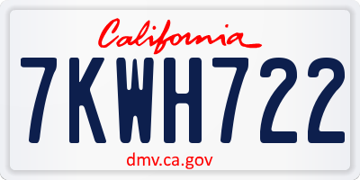 CA license plate 7KWH722