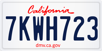 CA license plate 7KWH723