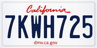 CA license plate 7KWH725