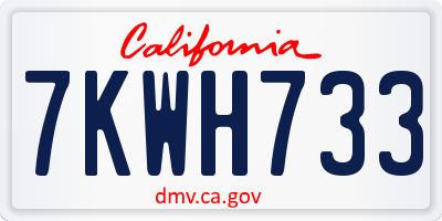 CA license plate 7KWH733