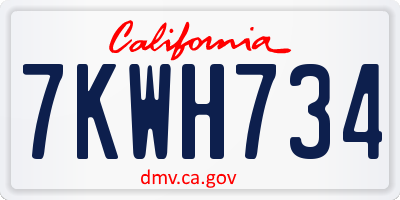 CA license plate 7KWH734