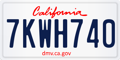 CA license plate 7KWH740