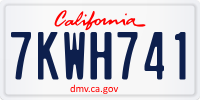 CA license plate 7KWH741