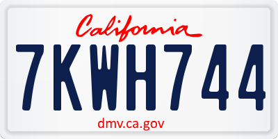 CA license plate 7KWH744