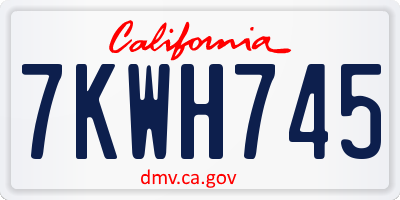 CA license plate 7KWH745