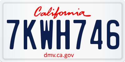 CA license plate 7KWH746