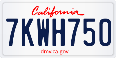 CA license plate 7KWH750