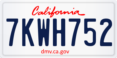 CA license plate 7KWH752
