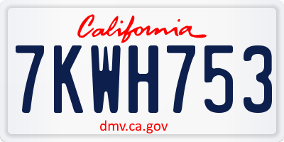 CA license plate 7KWH753