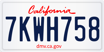 CA license plate 7KWH758