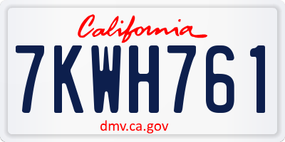 CA license plate 7KWH761