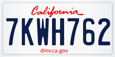 CA license plate 7KWH762