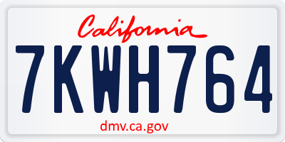 CA license plate 7KWH764
