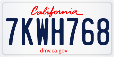 CA license plate 7KWH768