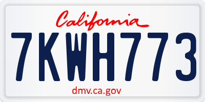 CA license plate 7KWH773