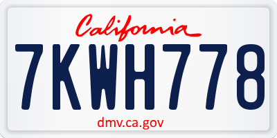 CA license plate 7KWH778