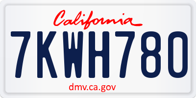 CA license plate 7KWH780