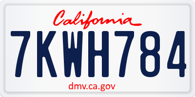 CA license plate 7KWH784