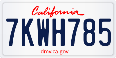 CA license plate 7KWH785