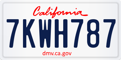 CA license plate 7KWH787