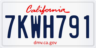 CA license plate 7KWH791