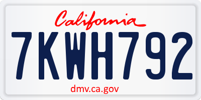 CA license plate 7KWH792