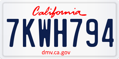 CA license plate 7KWH794